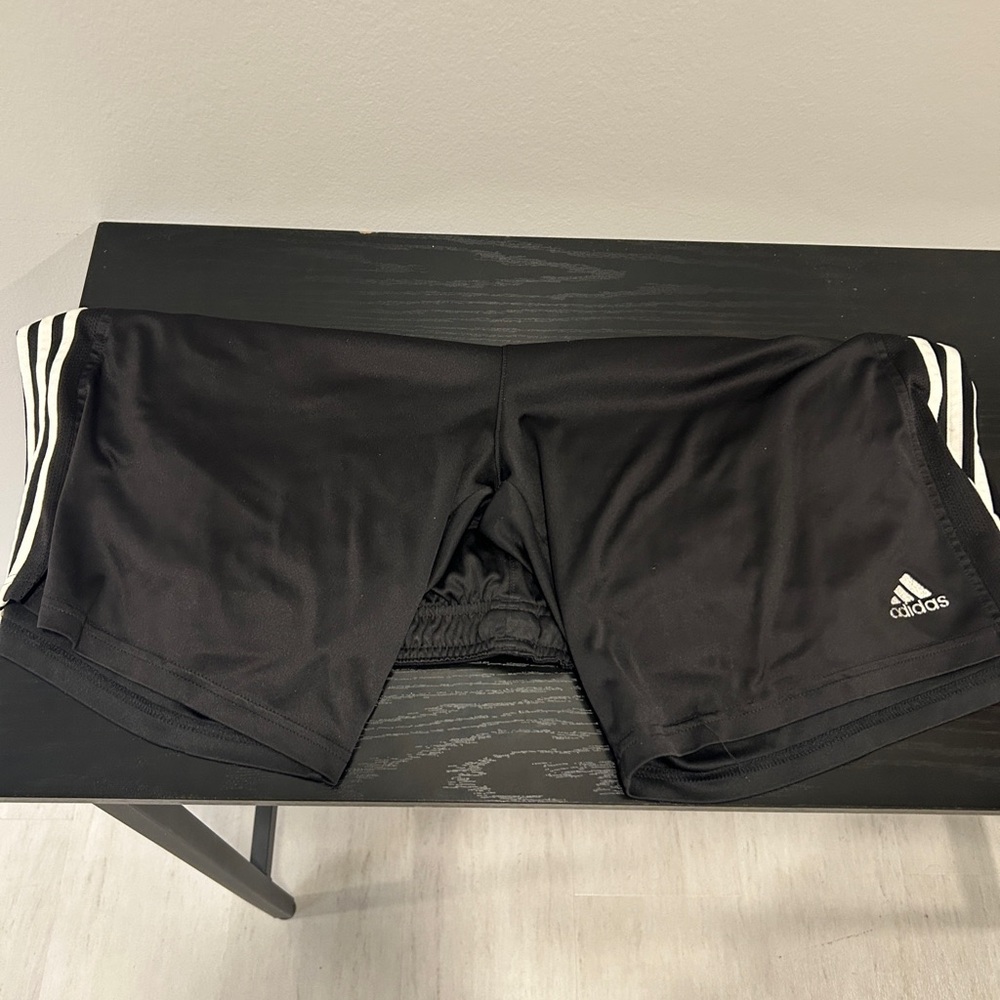 Adidas Black Shorts with White Stripes
